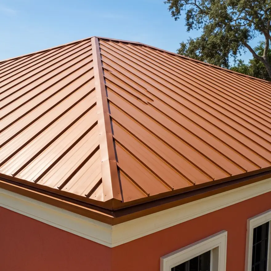 Copper tone metal roof in Boca Raton, FL