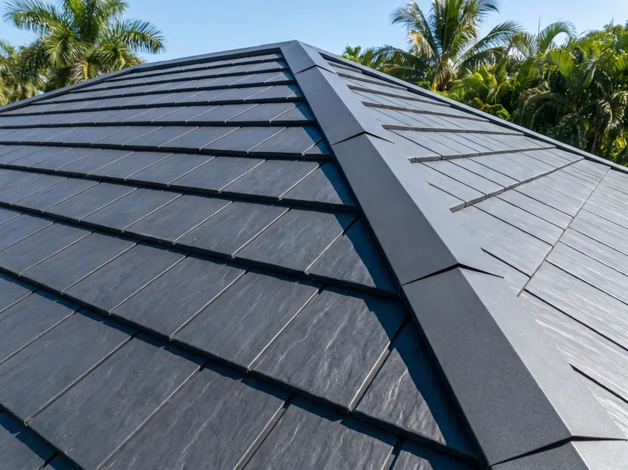Charcoal metal slate roof in Parkland, FL