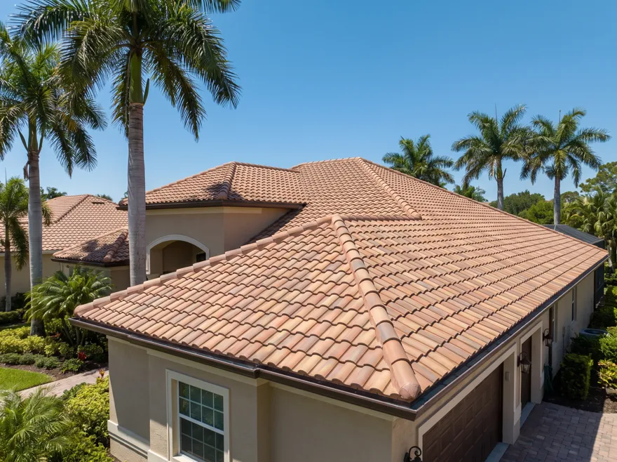Blended terracotta barrel tile roof in Plantation, FL